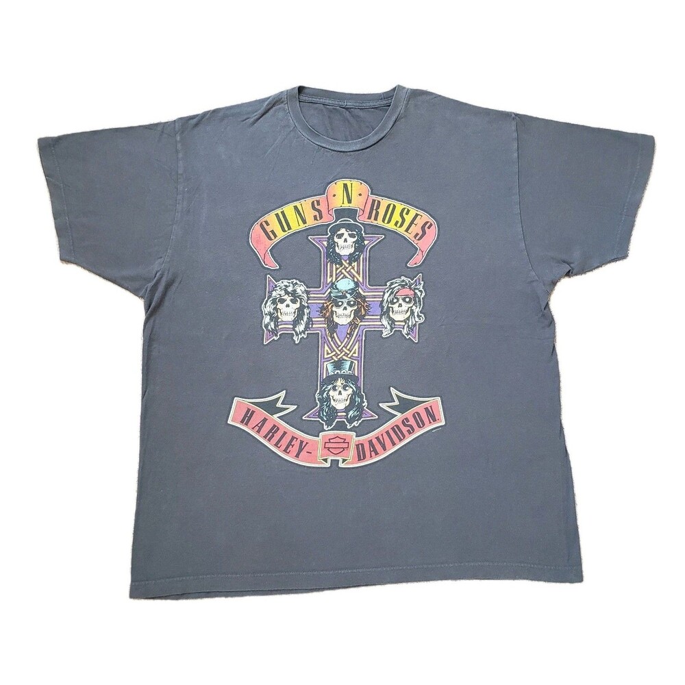 Harley Davidson Guns N Roses Sz L-XL Mens Gray Double Side T-Shirt Appetite